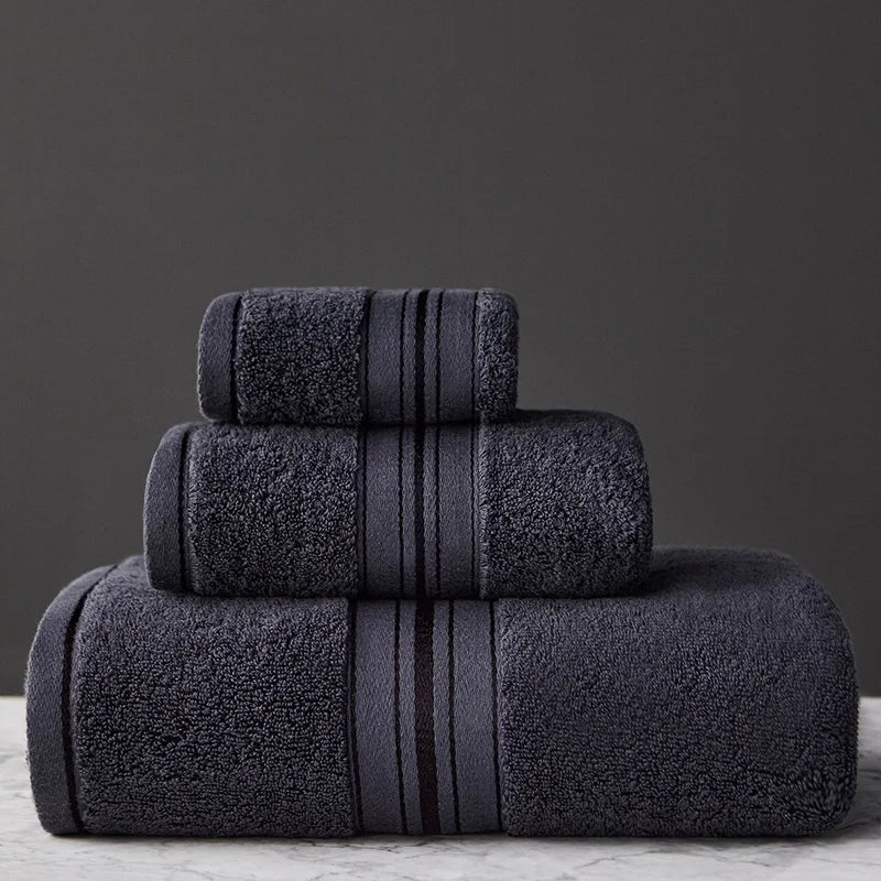 New Egyptian Cotton Towel Bath Towel Sets Solid Color Thicken Bathroom Towels Set Soft Comfortable - Vivari Livings