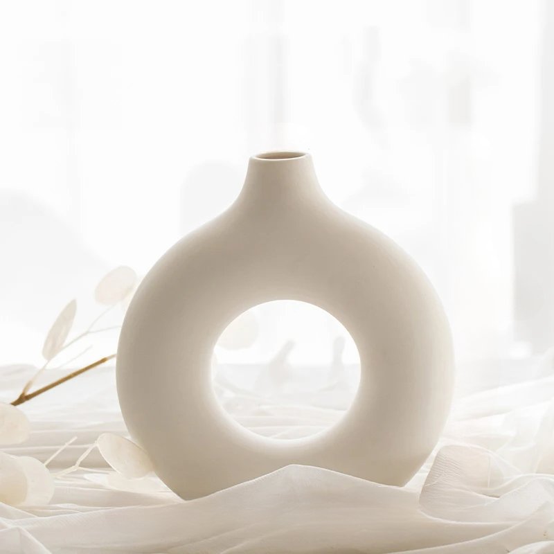 Nordische Kreisförmige Vase | M - Weiß - Vivari Livings