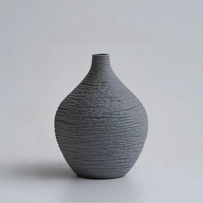 Raue Oberfläche Minimalistische Vase | Schwarz - Vivari Livings