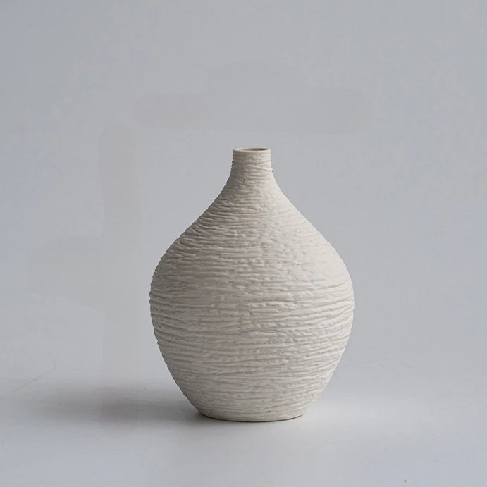 Raue Oberfläche Minimalistische Vase | Weiß - Vivari Livings