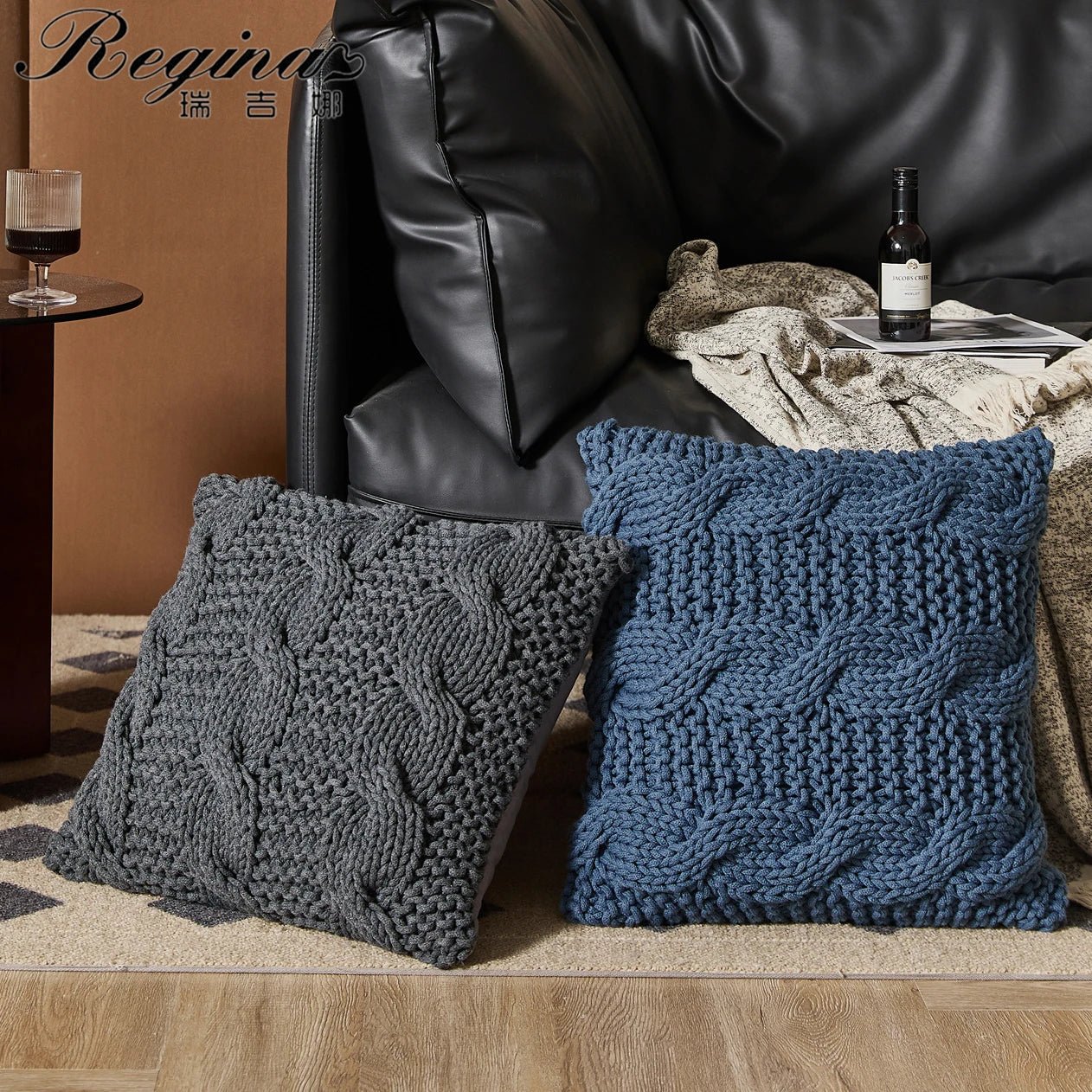REGINA Luxury Chunky Knit Throw Pillow Home Decor Office Chair Sofa Bed Car Floor Seat Cushion Pillow Fluffy Soft Back Cushion - Vivari Livings