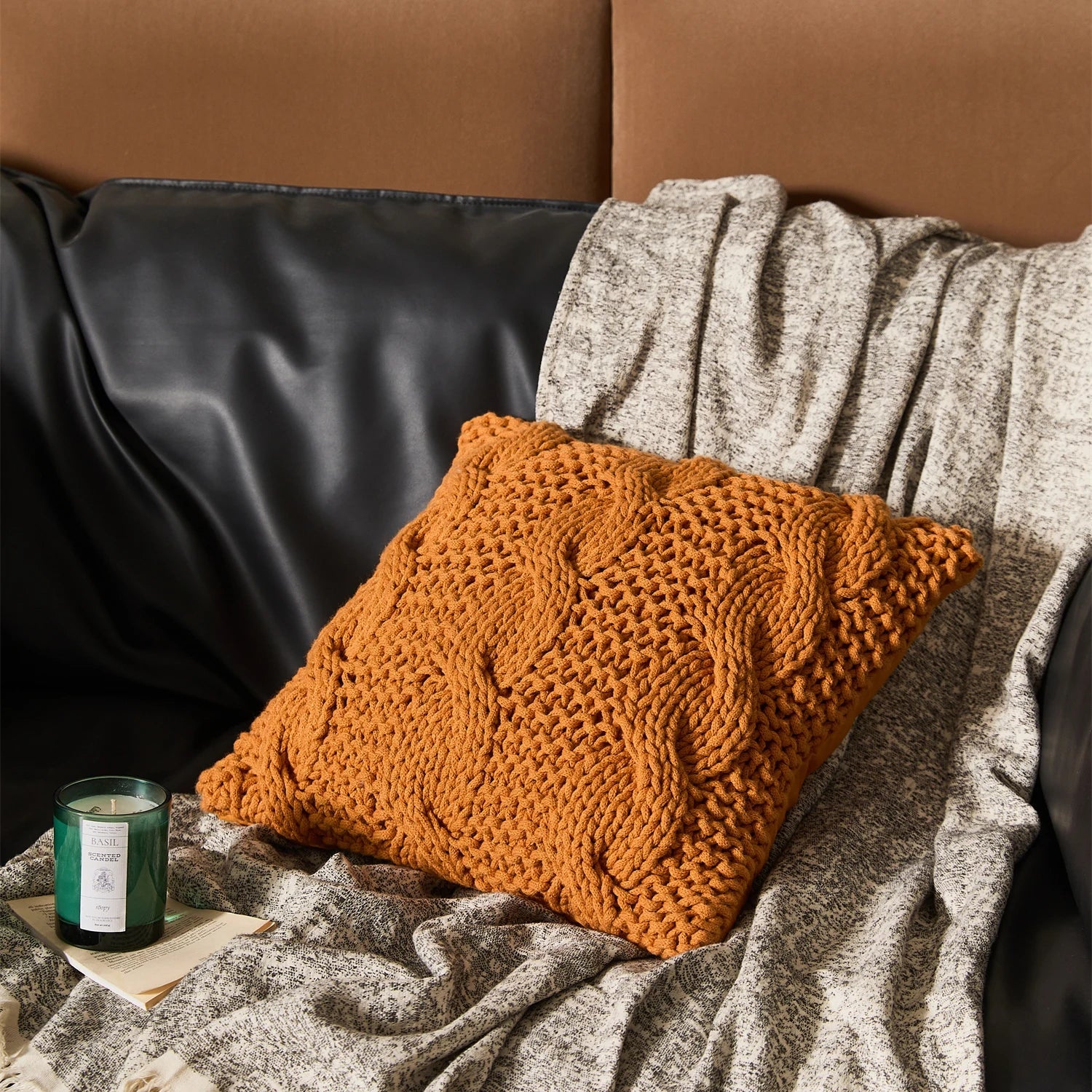 REGINA Luxury Chunky Knit Throw Pillow Home Decor Office Chair Sofa Bed Car Floor Seat Cushion Pillow Fluffy Soft Back Cushion - Vivari Livings